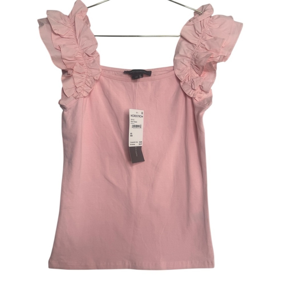 French Connection Light Pink Ruffle Sleeve Blouse